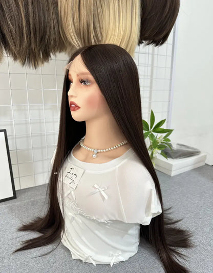 #68 Lace Top Wig 28inch Natural Straight Mini Layer