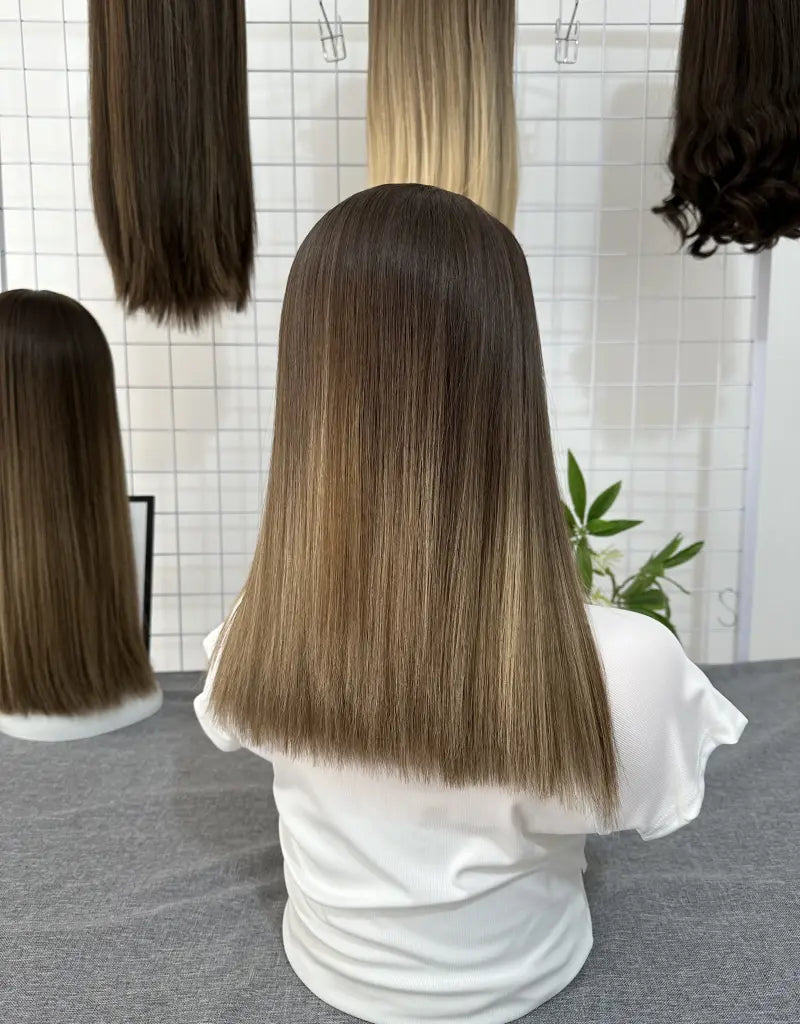 Medium Brown 18inch Bandfall Wig Natural Straight Mini Layer