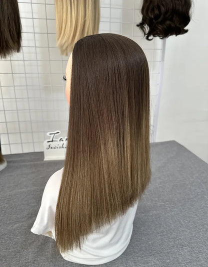 Medium Brown 18inch Bandfall Wig Natural Straight Mini Layer
