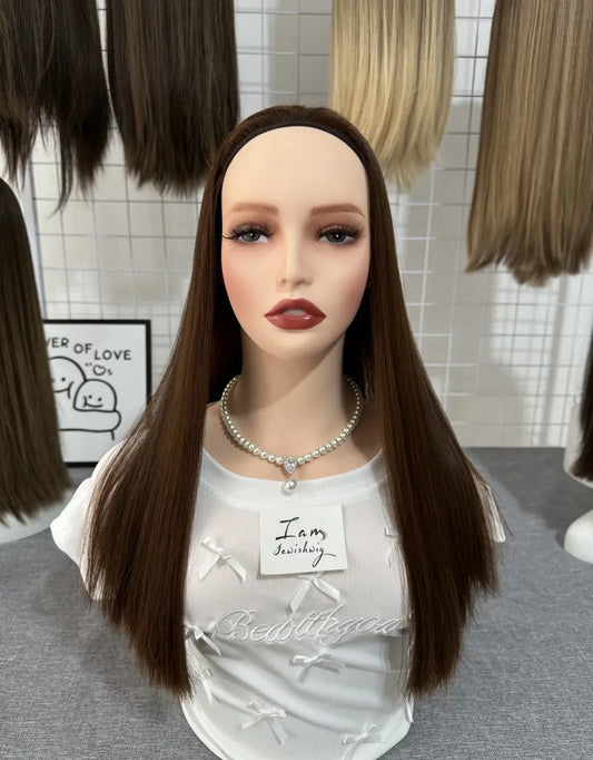 Red Hair 18inch Bandfall Wig Natural Straight No Layer