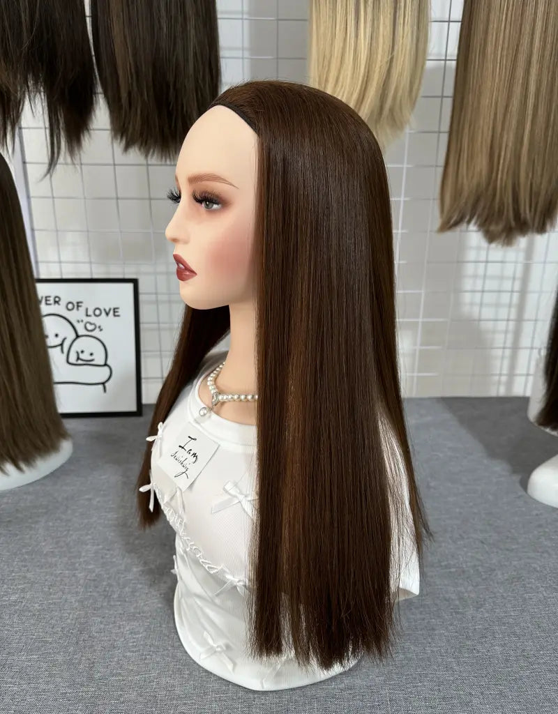 Red Hair 18inch Bandfall Wig Natural Straight No Layer