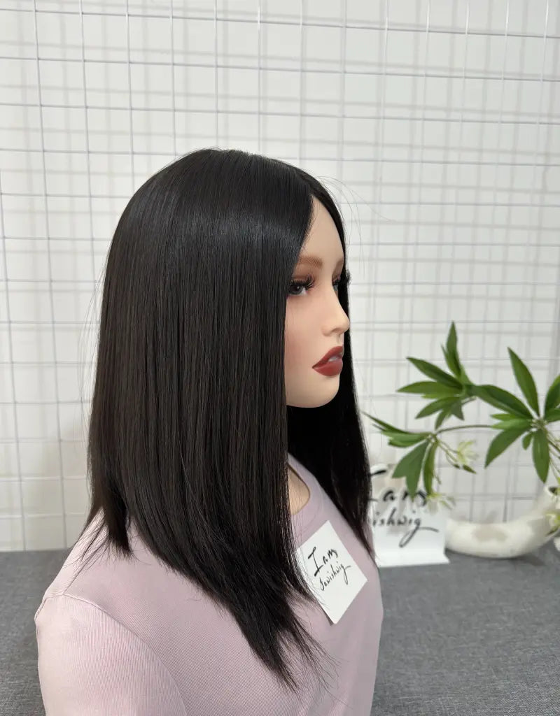 #24 Silk Top Wig 14inch Natural Straight Mini Layer