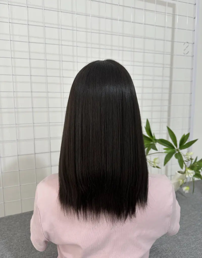 #24 Silk Top Wig 14inch Natural Straight Mini Layer
