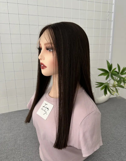 #48 Lace Top Wig 18inch Natural Straight No Layer