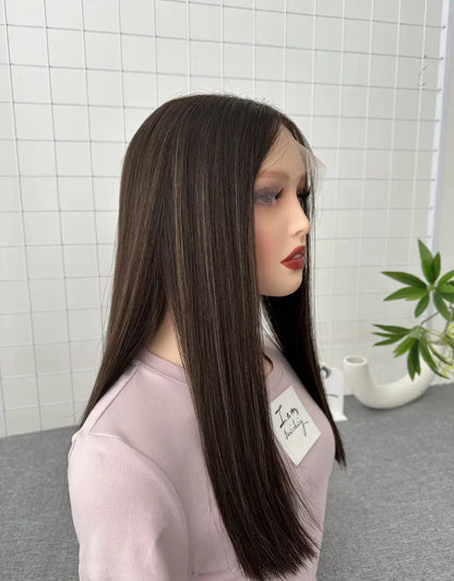 #48 Lace Top Wig 18inch Natural Straight No Layer